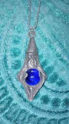 Wizard Necklace Stainless Chain New Pendant Blue Crystal Ball 1993 AR Sorcerer - Image 1 of 3