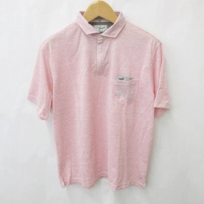 Camisa CROCODRILO Mezcla Lino Media Cremallera Manga Corta Patrón Rosa Usada Foto 1 de 4