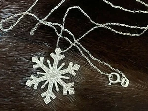 Necklace Pendant MARKED OTC 925 Sterling Silver DIAMOND Snowflake - Picture 1 of 4