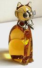 Amber Gass Cat Italian Figurine Sterling Silver 925 Bow