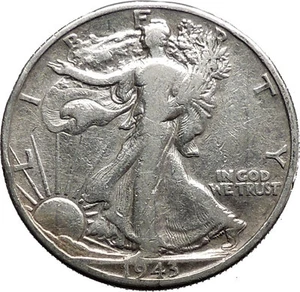 1943 WALKING LIBERTY Half Dollar Bald Eagle United States Silver Coin i44670 - Picture 1 of 2