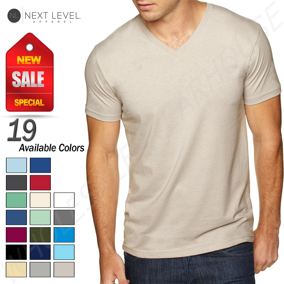 NEW Next Level Men's Premium Fit Sueded V-Neck Sizes S-XL T-Shirt R-6440 - Image 1 of 1