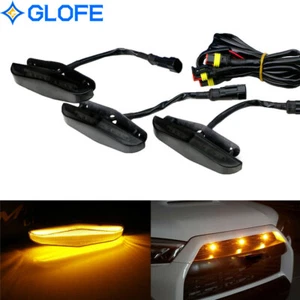 3pc Set Smoked Lens Amber LED Front Grille Light Kit For 2014-up Toyota 4Runner - Picture 1 of 11