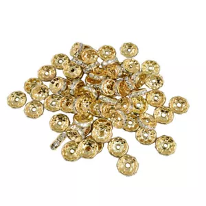 Gold Shamballa Beads Rhinestone Rondelle in Various Sizes & Quantity - Picture 1 of 4