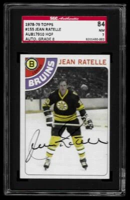 JEAN RATELLE Signed 1978-79 Topps Hockey Card #155 HOF SGC Graded NM 7 AUTO 8 - Image 1 of 2