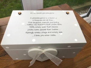 Granddaughter PERSONALISED Gift Memory Box Keepsake any name Christmas Birthday - Picture 1 of 3