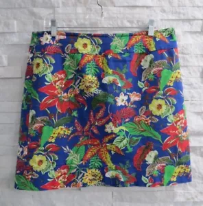 Talbots blau bunt tropische Blumen & Blätter Stretch Baumwolle Rock 12 - Bild 1 von 4