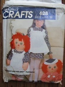 UNCUT VTG MCCALLS #628 RAGGERTY ANN/ANDY 36" DOLL&CLOTHES SEWING PATTERN - Picture 1 of 3