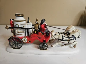 Vintage Lemax Off To The Fire Village Collection Figur Horse Drawn Fire Engine - Bild 1 von 12