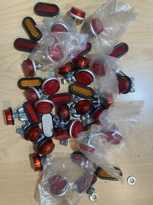 40 NEW Bicycle Reflector License Plate Car Moto Red Orange Chris Lights - Image 1 of 4