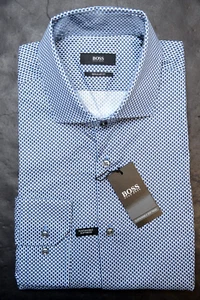 Camicia Da Uomo Hugo Boss Gordon Reg Fit In Lyocell/Cotone 37 14.5 - Foto 1 di 11