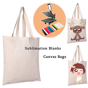 4 Pieces Blank Canvas Tote Bags Reusable Bags Canvas Bag DIY Printed Sublimation - Picture 1 of 12