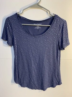 Camiseta Juicy Couture Juniors Azul Periwinkle Talla S Pequeña Lunares Plateados Rayón Foto 1 de 4