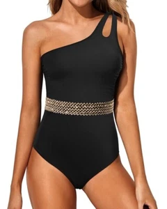 One Shoulder One Piece Swimsuit for Women Tummy Control Bathing Suits Modest ... - Picture 1 of 3