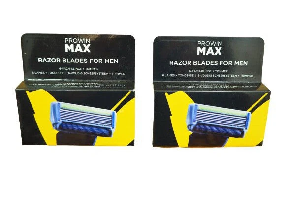 proWin RAZOR MAX 2 x 3er Pack Ersatzlingen für Männer 6x 6-Fach Klinge Rasur