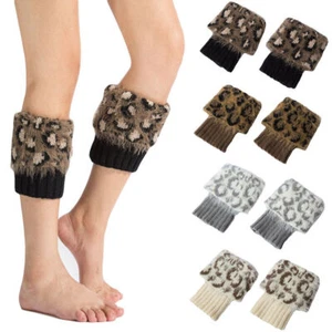Stivaletto donna leopardato stampa animalier polsini calze corte maglia invernale scaldamuscoli - Foto 1 di 15