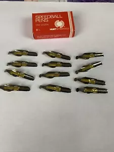 Vintage HUNT SPEEDBALL PENS B 1/2 Round Calligraphy Pen Ink Nibs Box of 12 - Picture 1 of 5