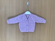 Lilac Hand Knitted Baby Cardigan - Size 0-3 months