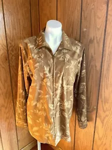 Sag Harbor Jacket Women’s Size 12 Zip Up Floral Leaves Brown - Picture 1 of 4