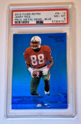 2012 Fleer Retro Precious Metal Gems PMG Blue Jerry Rice /50 #M13 PSA 8 MINT HOF - Image 1 of 4