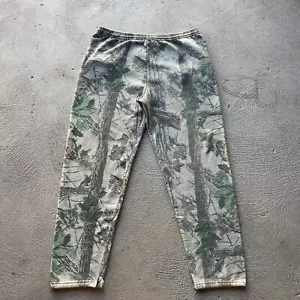 Jerzees Pants Mens XL Green Camo Real Tree Baggy Loose Skate Y2K Stretch Hunt - Picture 1 of 19