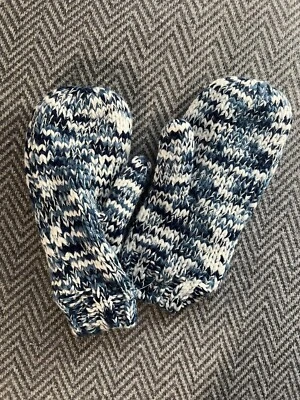 Mitones para mujer LANDS END azul tejido multicolor forrados de vellón L/XL Foto 1 de 3