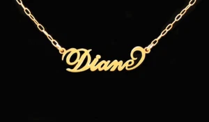 14K Solid Gold Tiny Any Personalized Name Necklace 03 - Picture 1 of 3