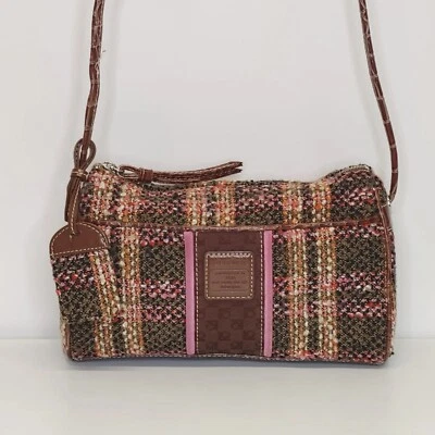 Liz Claiborne Bolso Cartera Tweed Rosa Marrón 10 X 6" Bolso de Mano Foto 1 de 4