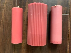 3 Long Lasting Pink Pillar Candels Unscented - Picture 1 of 5
