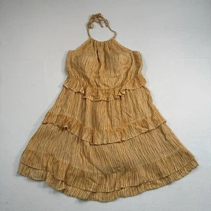 Lulus Downright Darling Striped Tiered Skirt Halter Mini Dress Womens Size L NWT - Picture 1 of 13