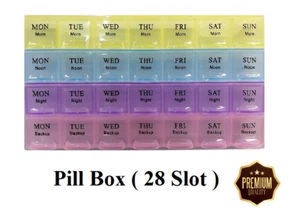 Pills box Days Weekly Tablet 28 Slot 7 Medicine Box Holder Storage Organizer UK - Picture 1 of 3