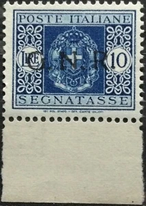 REGNO RSI 1944 SEGNATASSE VARIETA LIRE 10 MNH Sovrastampa nera .RRR N1834 - Foto 1 di 2