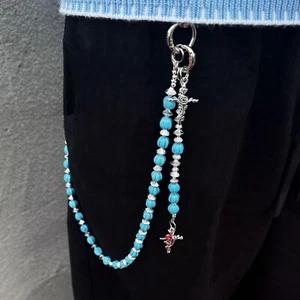 Cleanfit Azul Cuentas Rosa Billetera Cadena Eslabón Hecho a Mano Llavero Jean Pantalón Cadena - Imagen 1 de 11