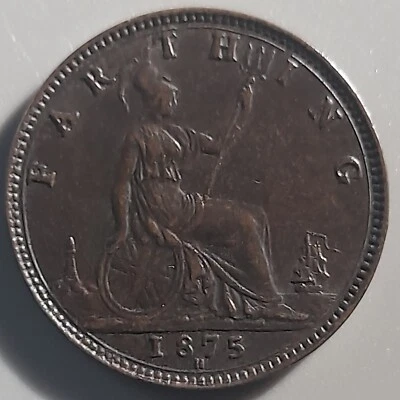 Queen Victoria 1875H Farthing- High Grade-Collectable Coin - Image 1 of 3