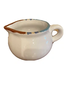 Dansk White Mesa Creamer Ceramic Japan White Blue Brown & Aqua 3.5” Tall - Picture 1 of 8
