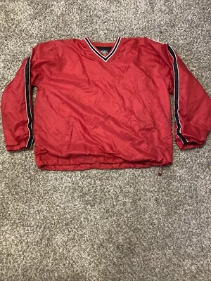 Steve & Barrys 夹克男式 2XL 红色 V 领长袖高尔夫风衣 — 第 1/4 张图片