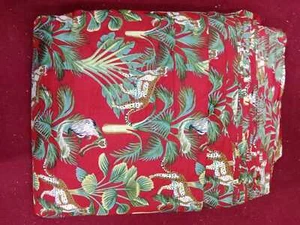 Handblock Tree Animal Print Bythe Yard Dress Making Vegetables Colour Fabric Red - Picture 1 of 1