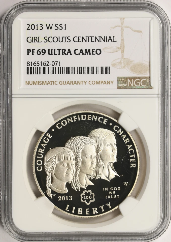 2013-W Proof $1 Girl Scouts Centennial Commemorative Silver Dollar NGC PF69UCAM - Image 1 of 2