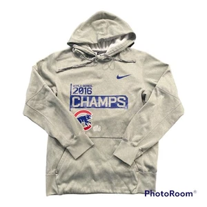 Nike Chicago Cubs 2016 World Series Gray Hoodie Therma Fit Sweatshirt Mens S - Picture 1 of 5