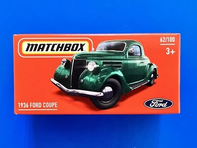 2024 Matchbox Power Grabs GREEN CLASSIC 1936 FORD V8 3 WINDOW COUPE new in box! - image 1 of 4