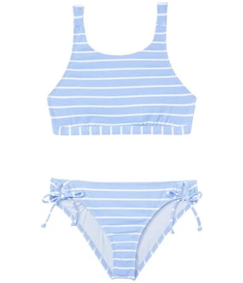 Splendid L24320 Girls Blue Stripe Atmospheric High Neck Bra Swim Set Size 16 - Image 1 of 4