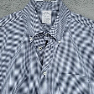 Brooks Brothers Mens L Regent Fit Shirt Long Sleeve Blue Check Oxford - Picture 1 of 16