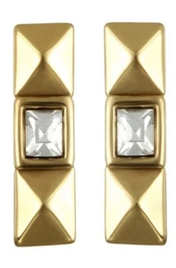 $49 NWT KARL LAGERFELD PYRAMID STUD EARRING IN GOLD- JC306 - Picture 1 of 3