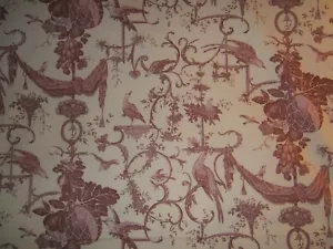 Brunschwig & Fils, Kininvie, Bird Toile, BTY, Color Cinnamon on Raffia - Picture 1 of 3
