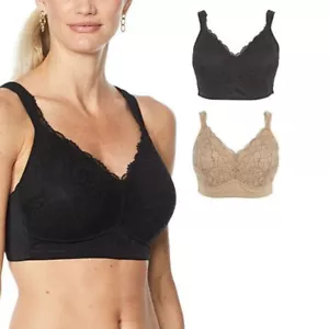 Rhonda Shear 2-pack Lace Molded Cup Bra with Back Closure 764-469, Size 1X - Picture 1 of 5