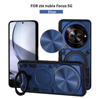 For ZTE nubia Focus 5G Hybrid Armor Slide Lens Camera Cover Magnetic Ring Case - Image 1 of 4
