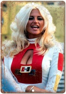 Linda Vaughn Hurst Performance Racktrack Ad Reproduction Metal Sign A562B - Picture 1 of 2