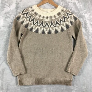 Suéter Nórdico ANN TAYLOR Fair Isle, Para Mujer M, Mezcla de Lana Gris Tostado - Imagen 1 de 8