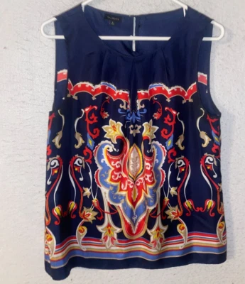 Camiseta sin mangas Talbots de seda para mujer talla 8 sin mangas satinada 100 % azul seda floral NUEVA Foto 1 de 4