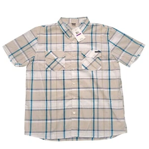 Oakley Vault Exclusive Mens Plaid Short Sleeve Button-Up Shirt XXL Aurura Blue - Picture 1 of 6